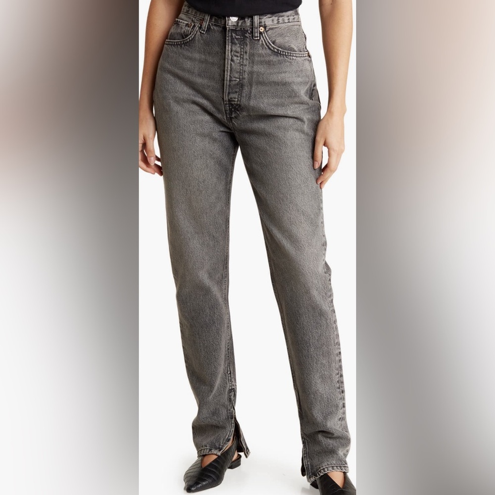 RE/DONE Super High Drainpipe Jeans Gray‎ Wash Size 32 NWT